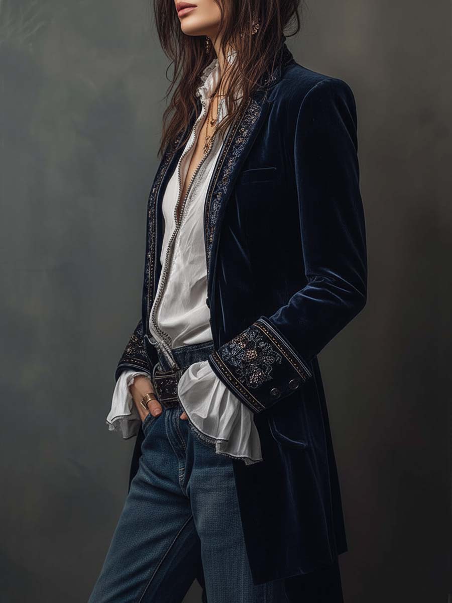 Anastasia Embroidered Longline Jacket