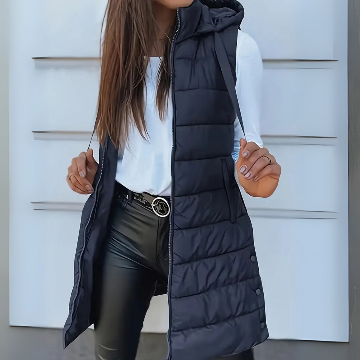 Long Hooded Puffer Vest