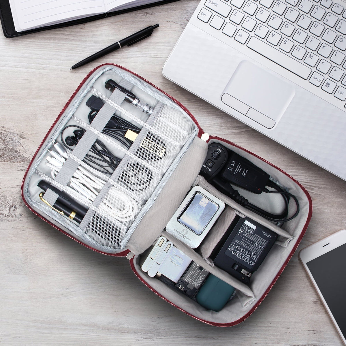 Travel Electronics and Cable Organizer Case