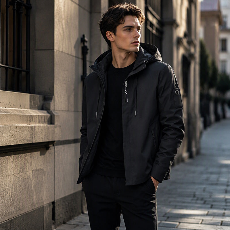 Men's Hooded Jacket – Waterproof & Windproof with a Drawstring