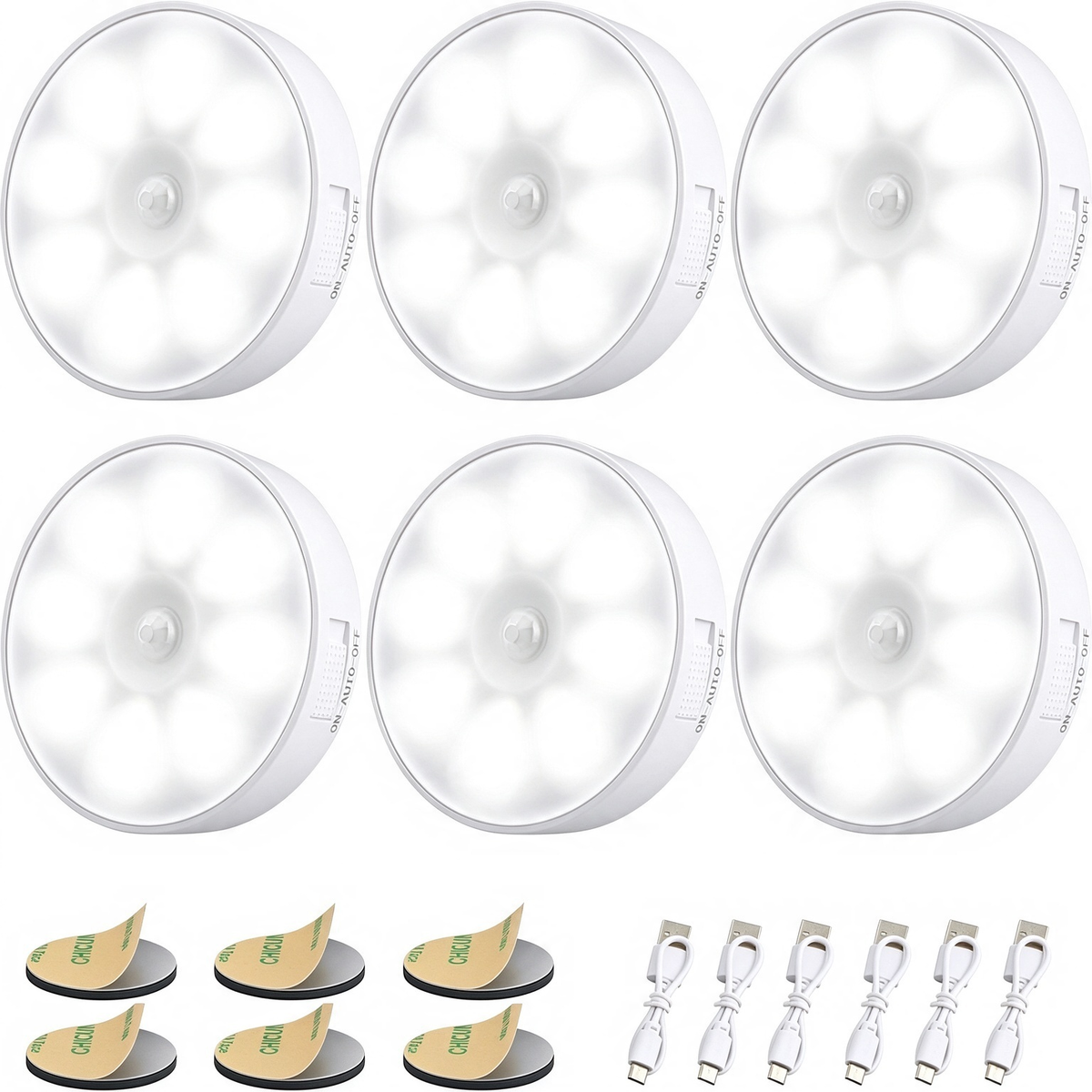 6 Pcs Motion Sensor Light, Rechargeable Night Light