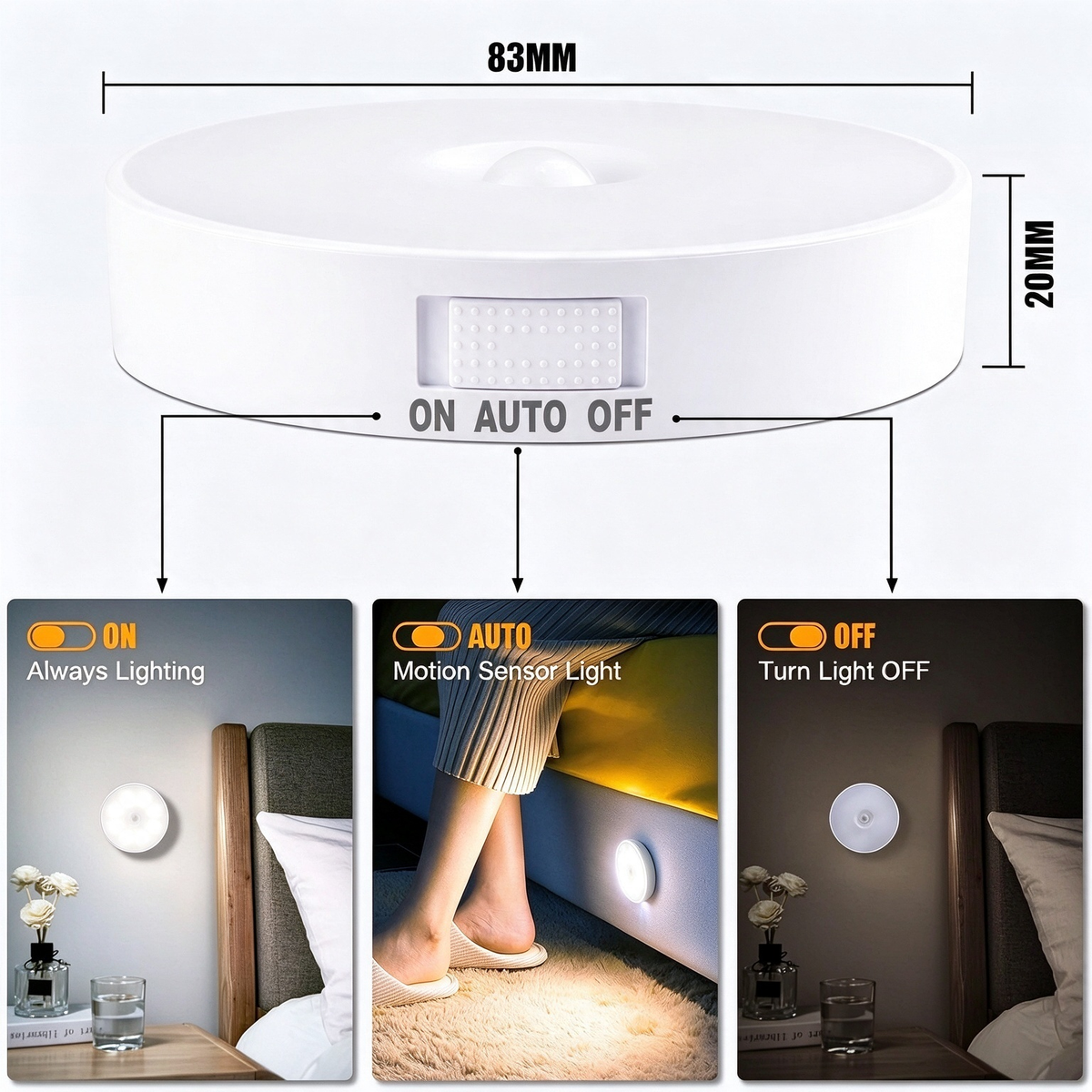 6 Pcs Motion Sensor Light, Rechargeable Night Light