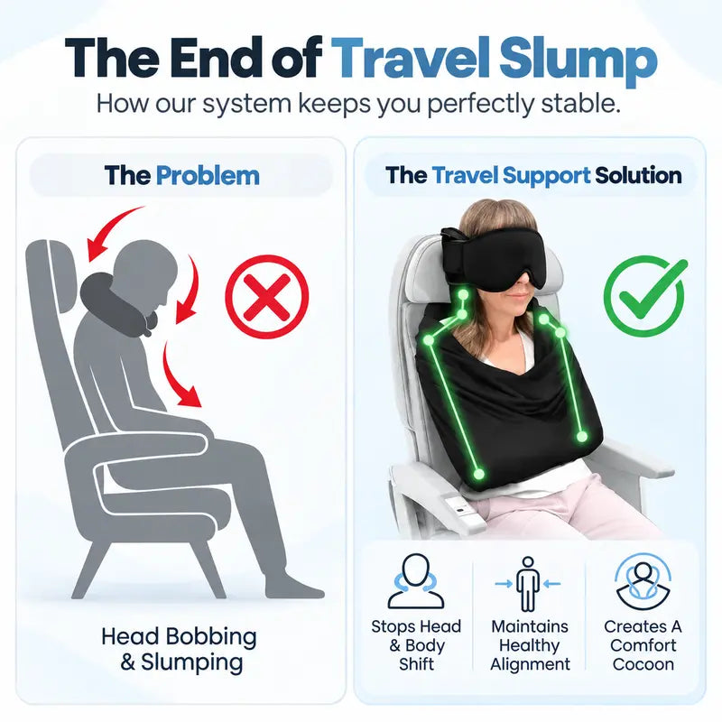 3-in-1 Airplane Sleep Support System - Carry On-Friendly Travel Bedding Accessory Set