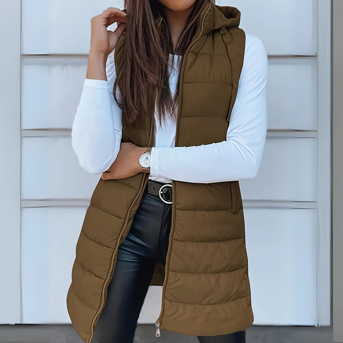 Long Hooded Puffer Vest