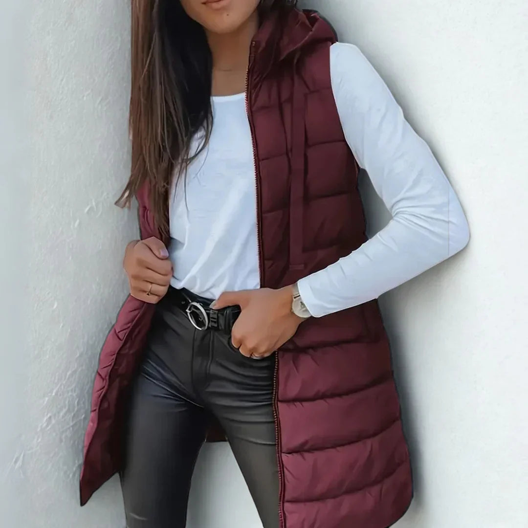 Long Hooded Puffer Vest