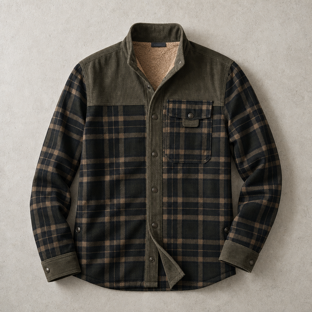 Brunico Check-Flannel Sherpa-Lined Field Overshirt