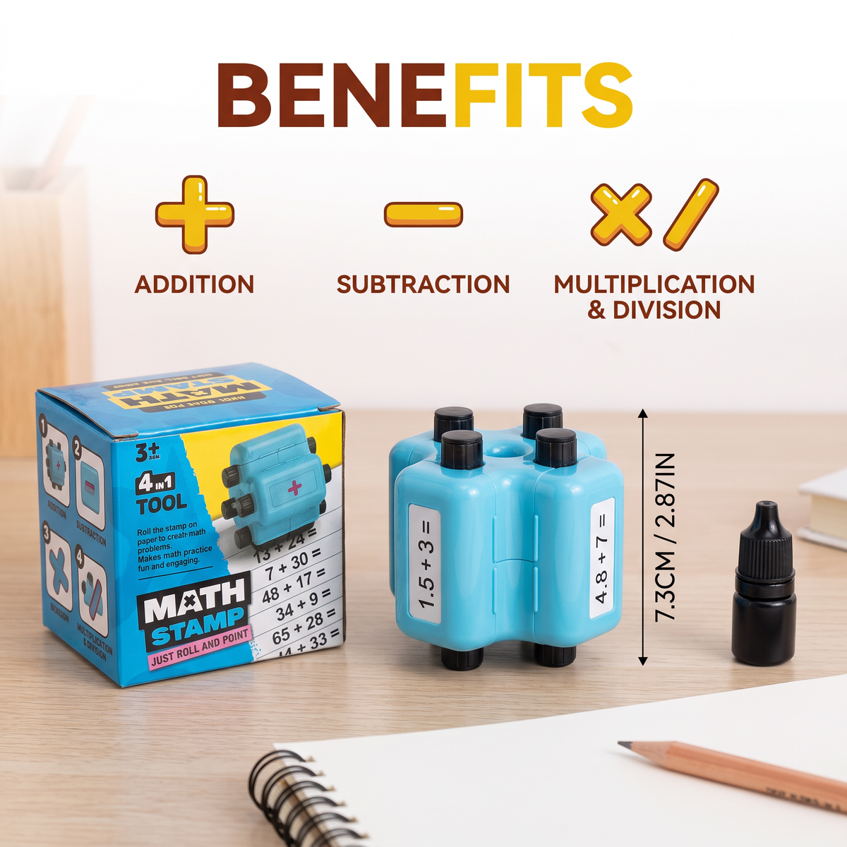 4-in-1 Math Roller Stamp β Addition, Subtraction, Multiplication & Division Practice