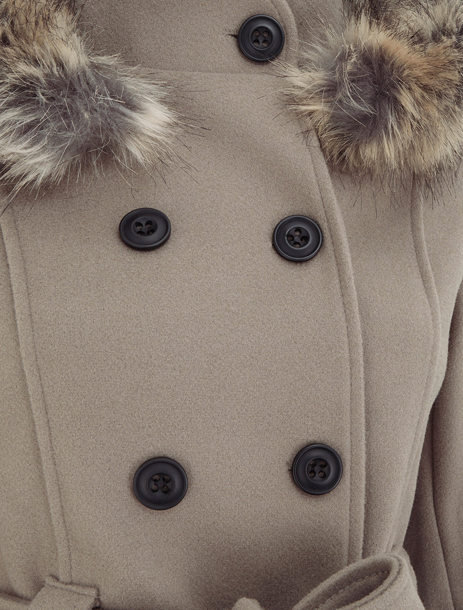 Mid-Length Coat with Removable Hood