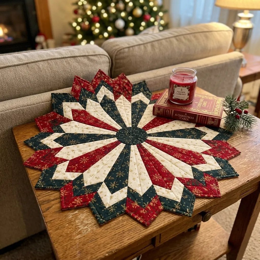 Set of Templates for Quilting Poinsettia Table Decorations