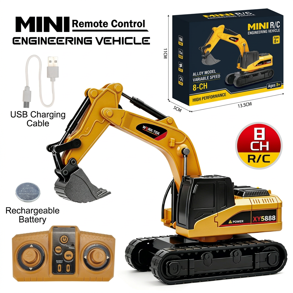 1:64 Scale RC Construction Vehicles โ Forklift, Excavator, Dump Truck & Bulldozer