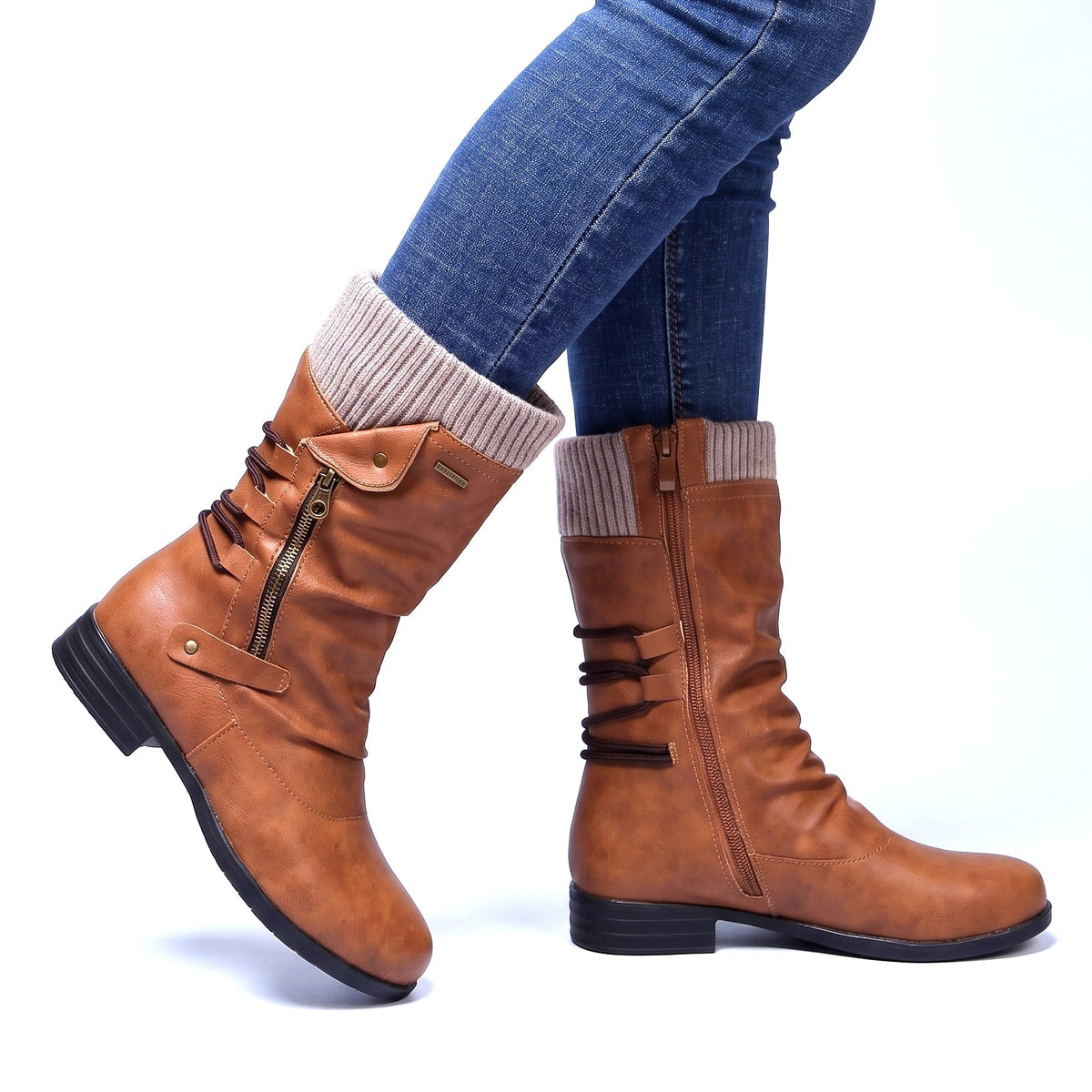 Cassara Knit-Cuff Boots