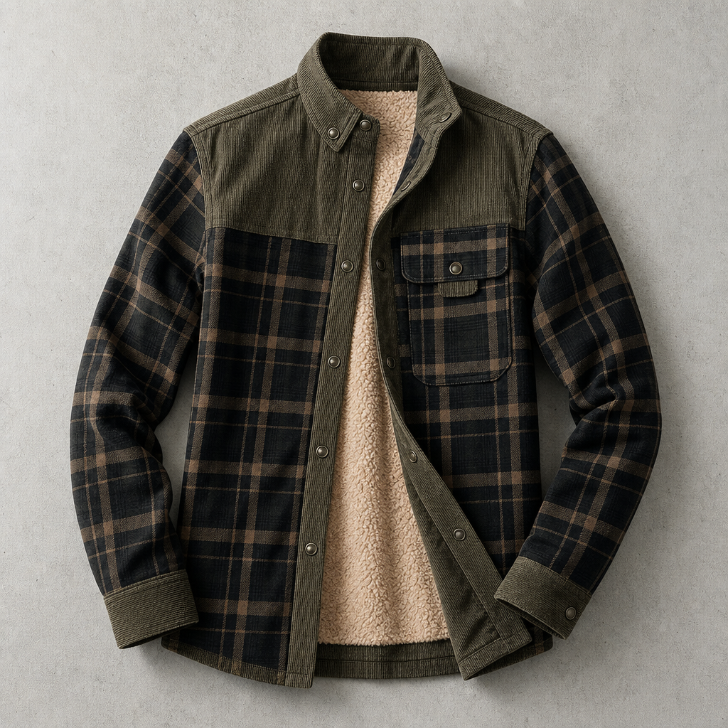 Brunico Check-Flannel Sherpa-Lined Field Overshirt