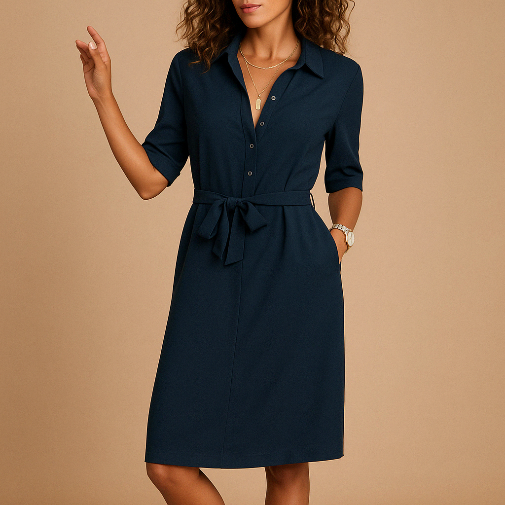 Elegant modern dress for women with flattering fit and timeless design, ideal for work, casual days, or elegant evenings.