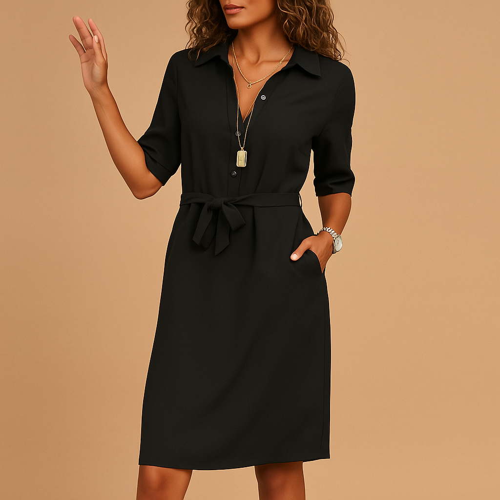 Elegant modern dress for women with flattering fit and timeless design, ideal for work, casual days, or elegant evenings.