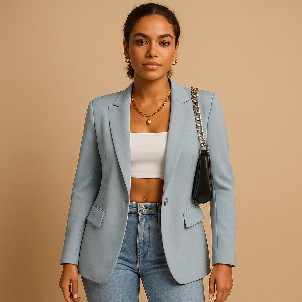 Women’s elegant tailored blazer with flattering fit and modern details, perfect for office wear, formal events, and stylish casual outfits.
