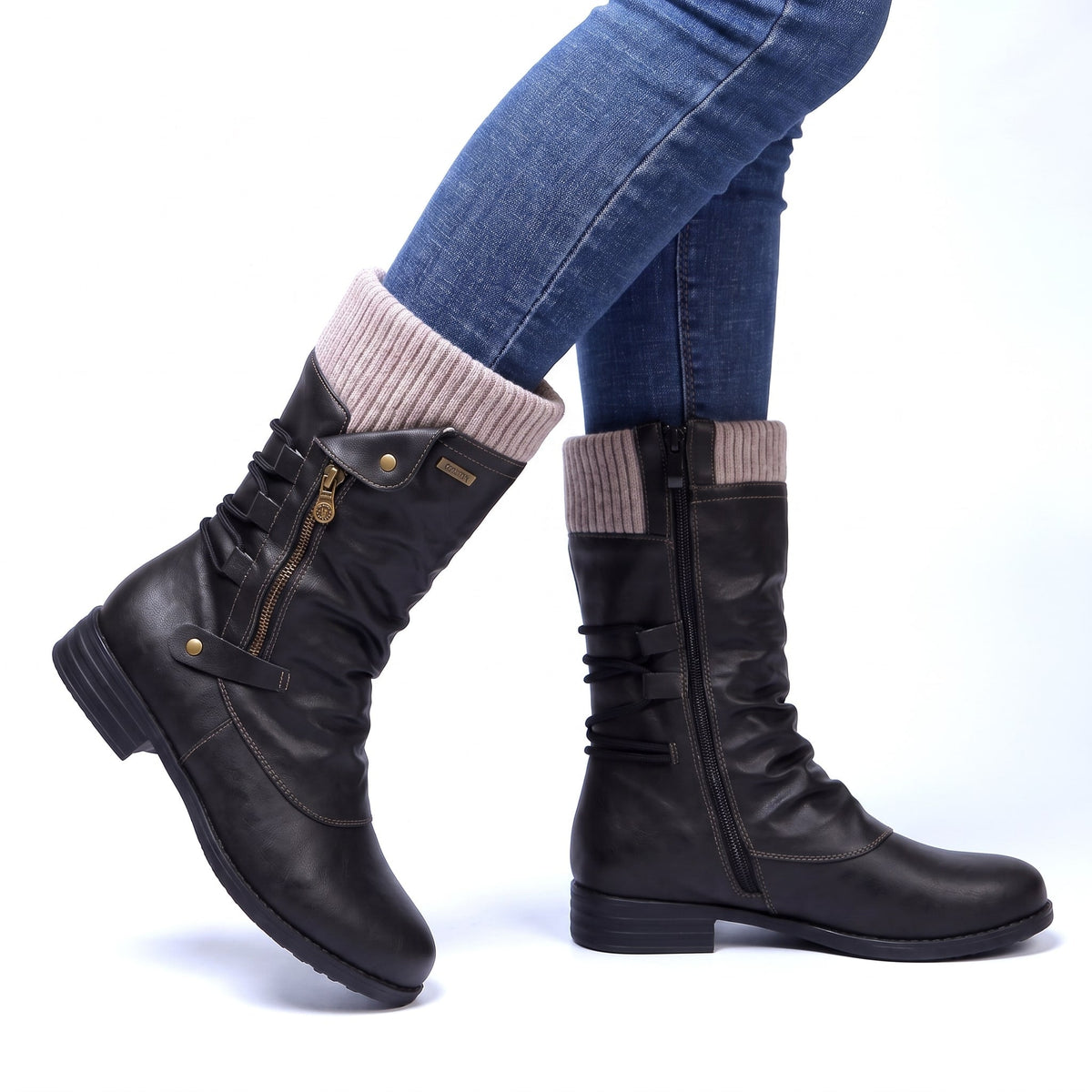 Cassara Knit-Cuff Boots
