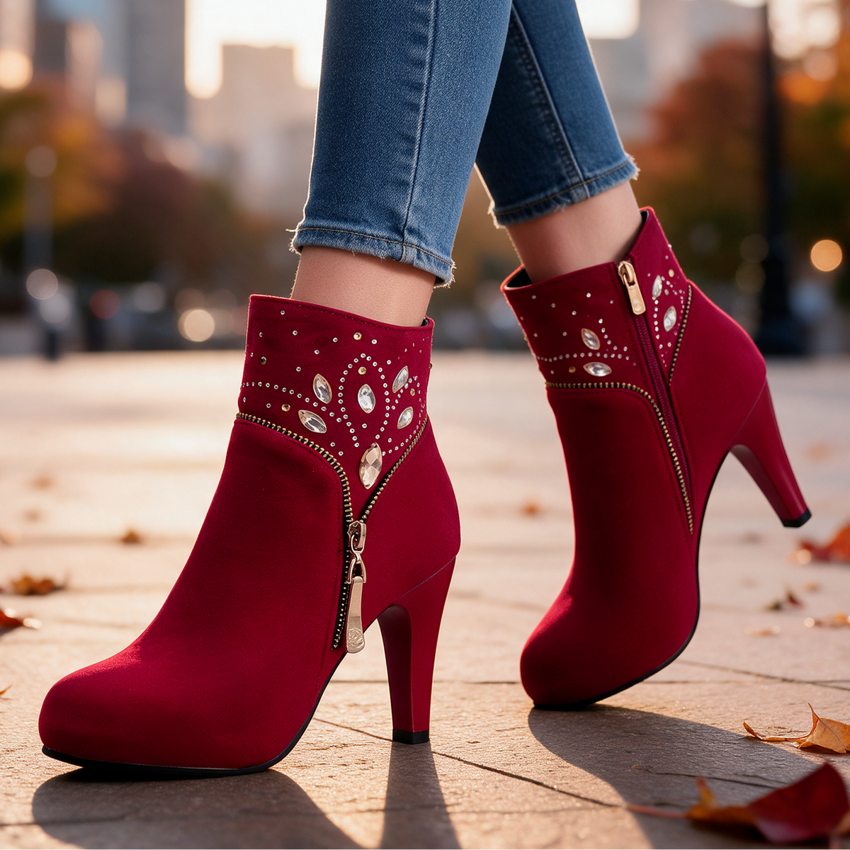 Rhinestone Ankle Boots