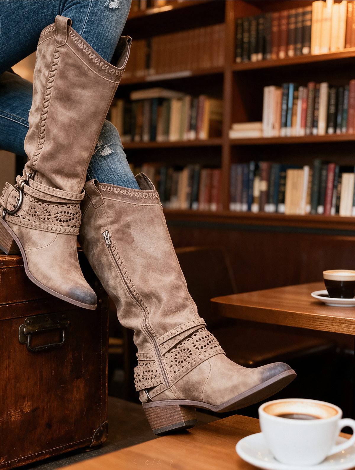 Sophie Western Boots with Strap Detail