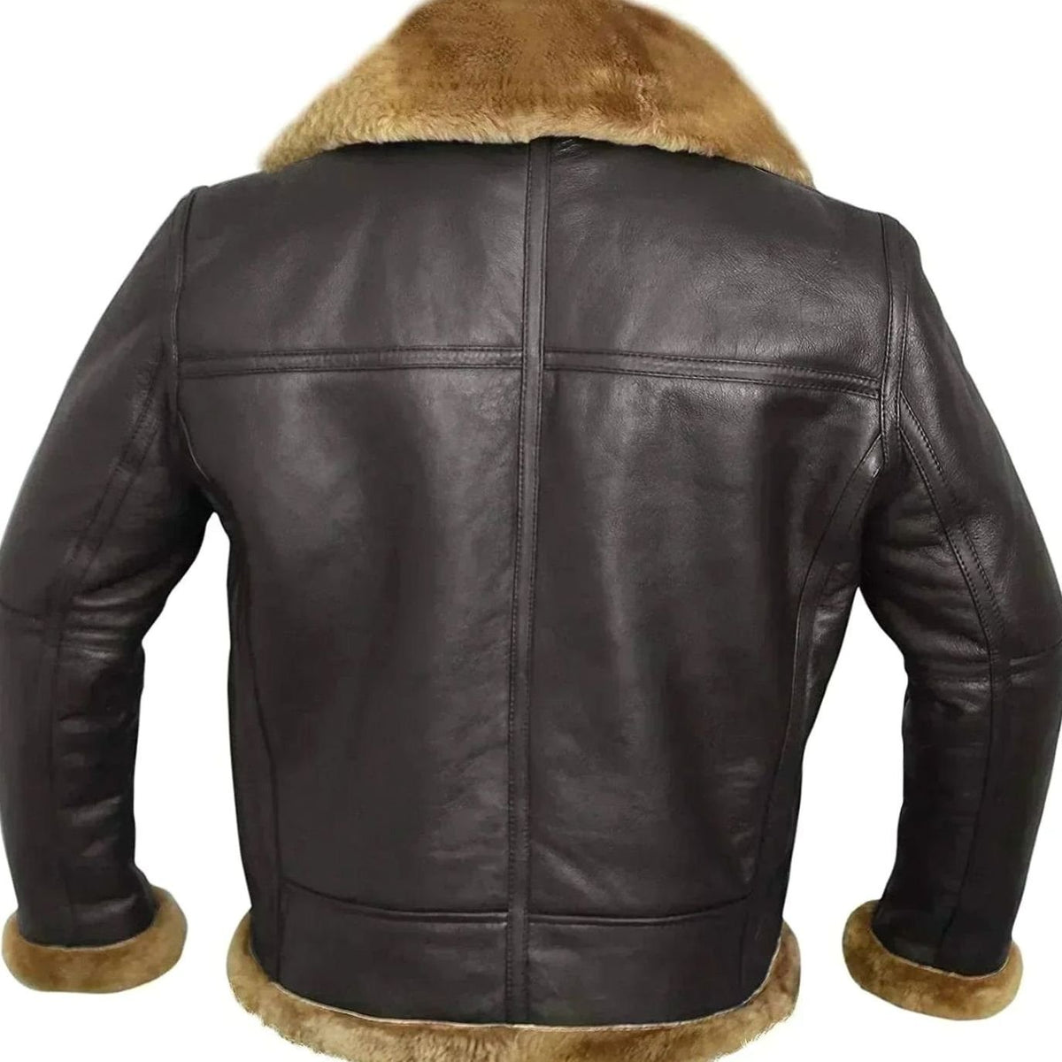 Men's Shearling-Lined Zip-Up Aviator Leather Jacket