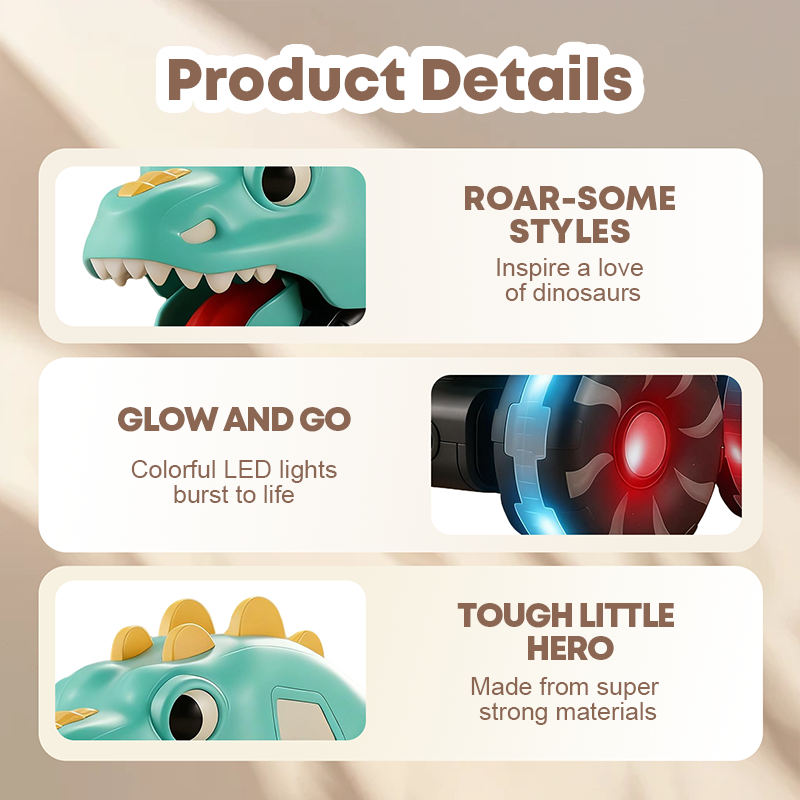 Press & Go Dinosaur Toy Car With Lights