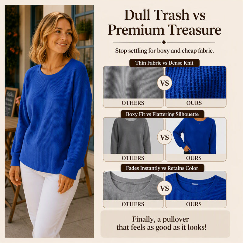 Waffle Texture Sweatshirt – Easy Breezy Fit & Classic Style for Any Casual Look