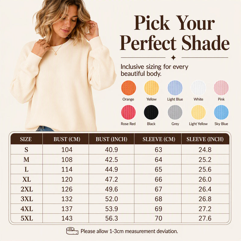 Waffle Texture Sweatshirt – Easy Breezy Fit & Classic Style for Any Casual Look
