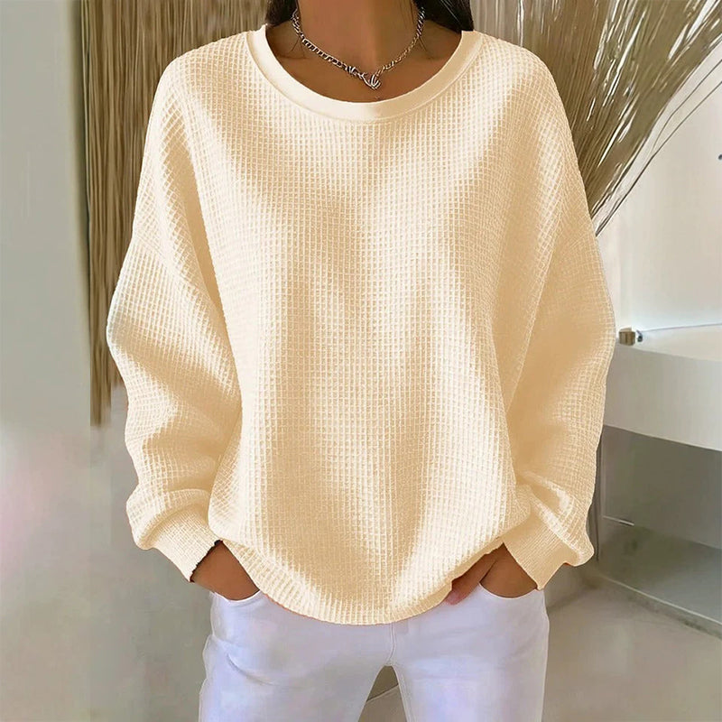 Waffle Texture Sweatshirt – Easy Breezy Fit & Classic Style for Any Casual Look