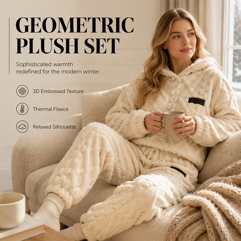 Premium Comfort Women's Plush Textured Hoodie & Pants 2-Piece Set