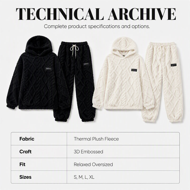 Premium Comfort Women's Plush Textured Hoodie & Pants 2-Piece Set