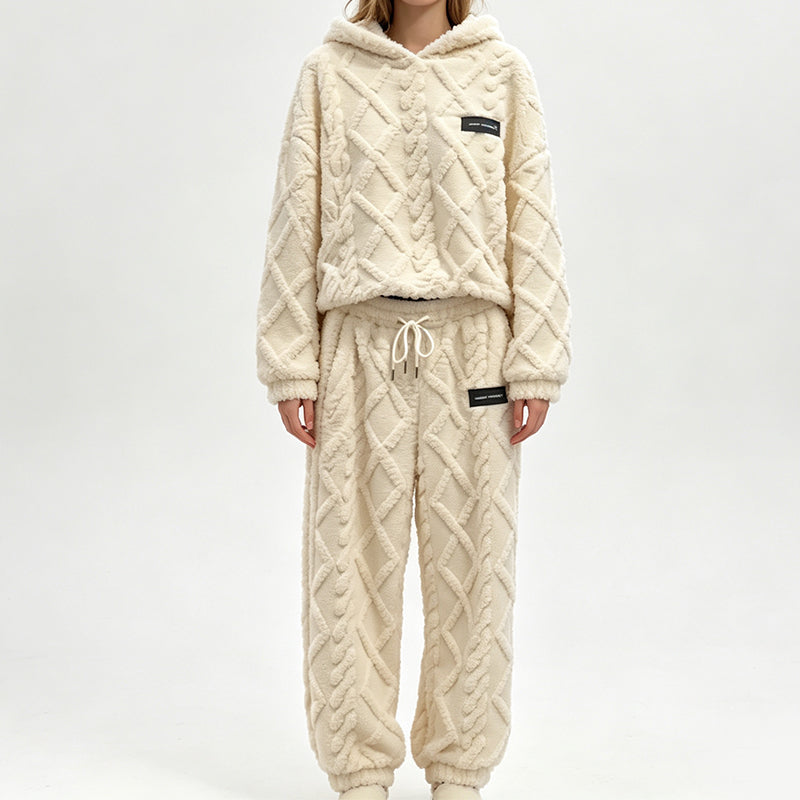 Premium Comfort Women's Plush Textured Hoodie & Pants 2-Piece Set