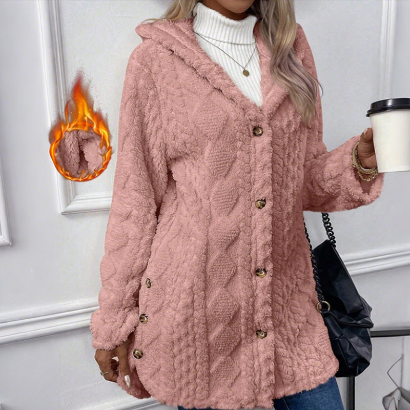 Button-Up Hooded Jacket for Women