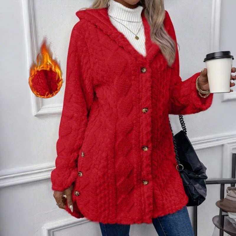 Button-Up Hooded Jacket for Women