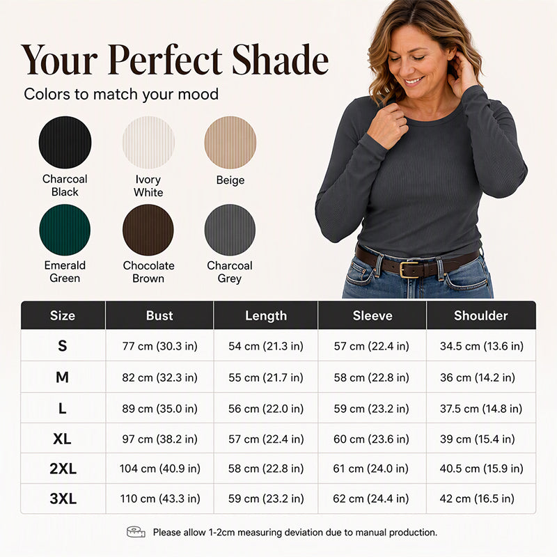 Ribbed Texture, Easy Everyday Fit Women's Classic Crew-Neck Knit Top