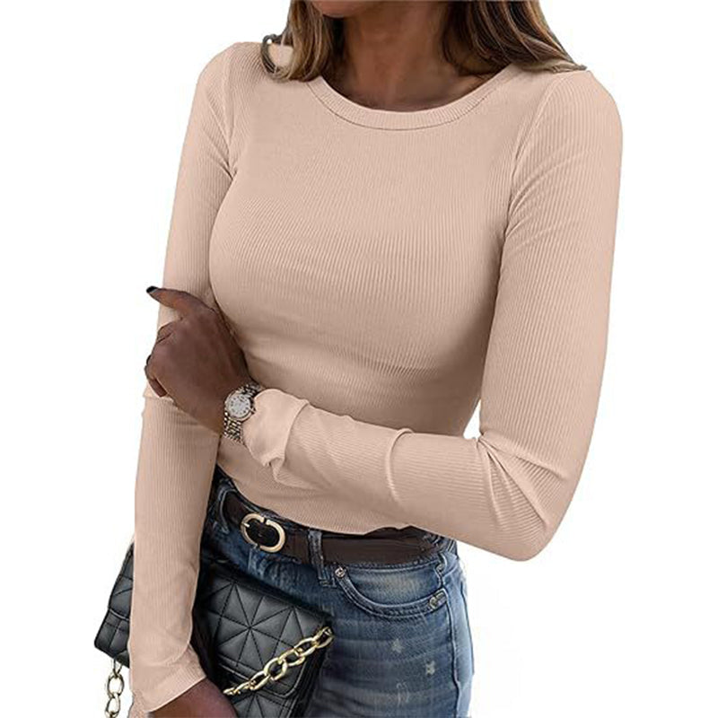 Ribbed Texture, Easy Everyday Fit Women's Classic Crew-Neck Knit Top