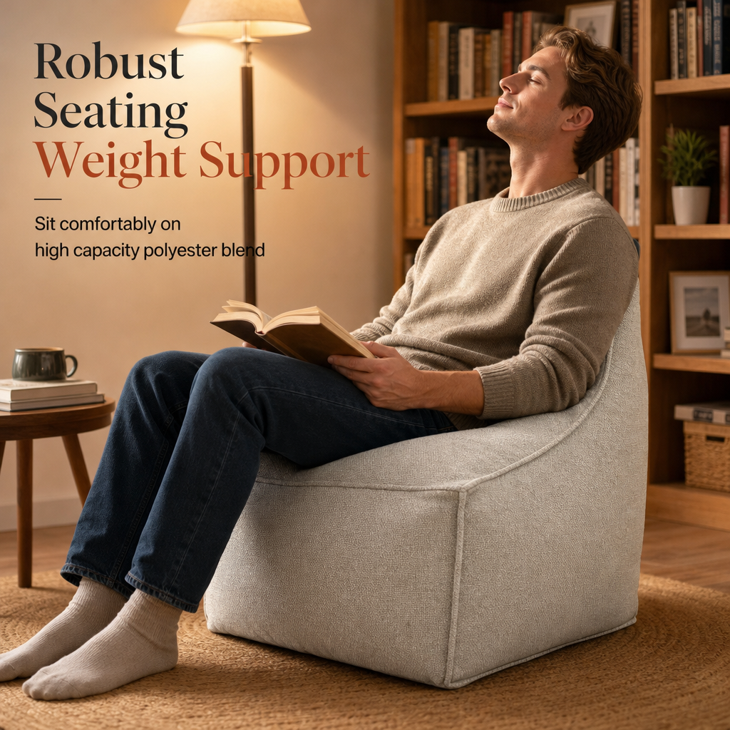 Storage Pouf Cover – Large Zipper, Washable & 45x45x23cm