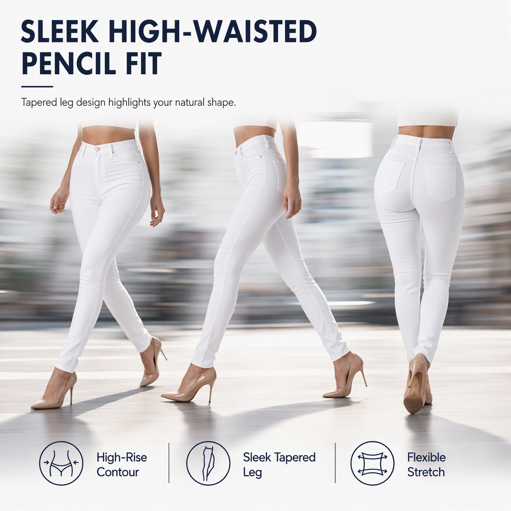 High-Waisted Stretch Pencil Pants