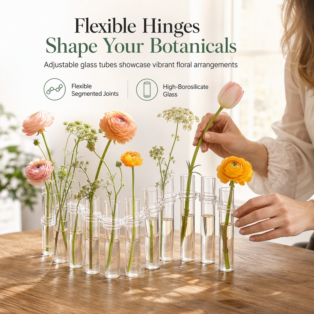 Clear Glass Test Tube Vase Set with Cleaning Brush