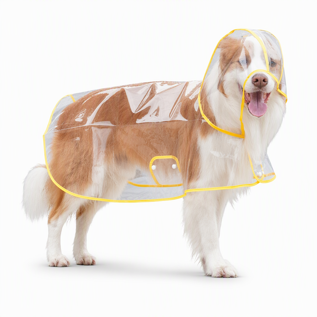 Transparent EVA Dog Raincoat with Hood and Adjustable Belly Strap, Sizes XS–8XL