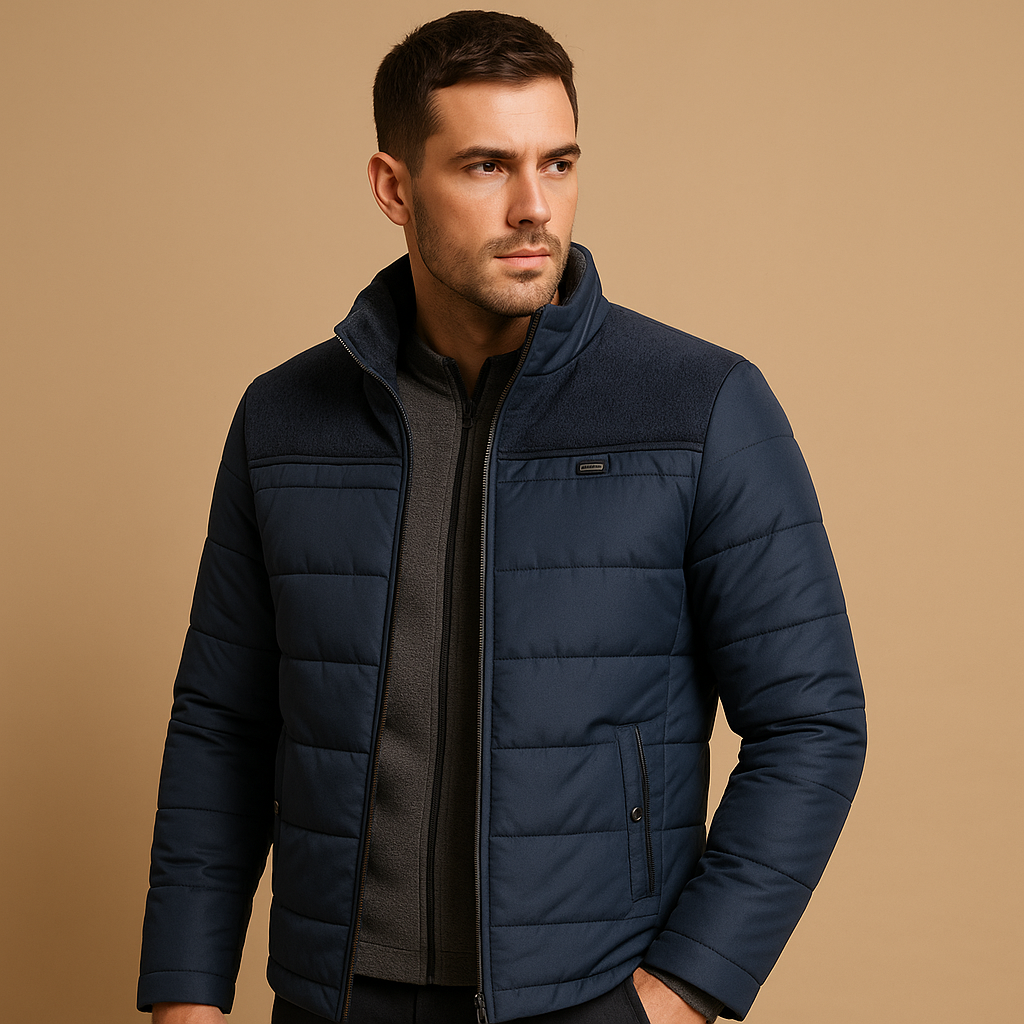 Men’s stylish fleece jacket with a soft lining, high collar, and zip pockets, suitable for everyday wear, travel, and outdoor activities.