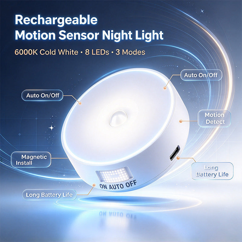 6 Pcs Motion Sensor Light, Rechargeable Night Light