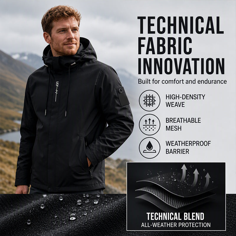 Men's Hooded Jacket – Waterproof & Windproof with a Drawstring