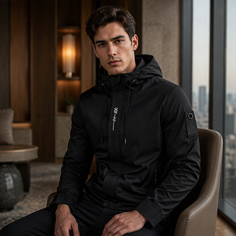 Men's Hooded Jacket – Waterproof & Windproof with a Drawstring