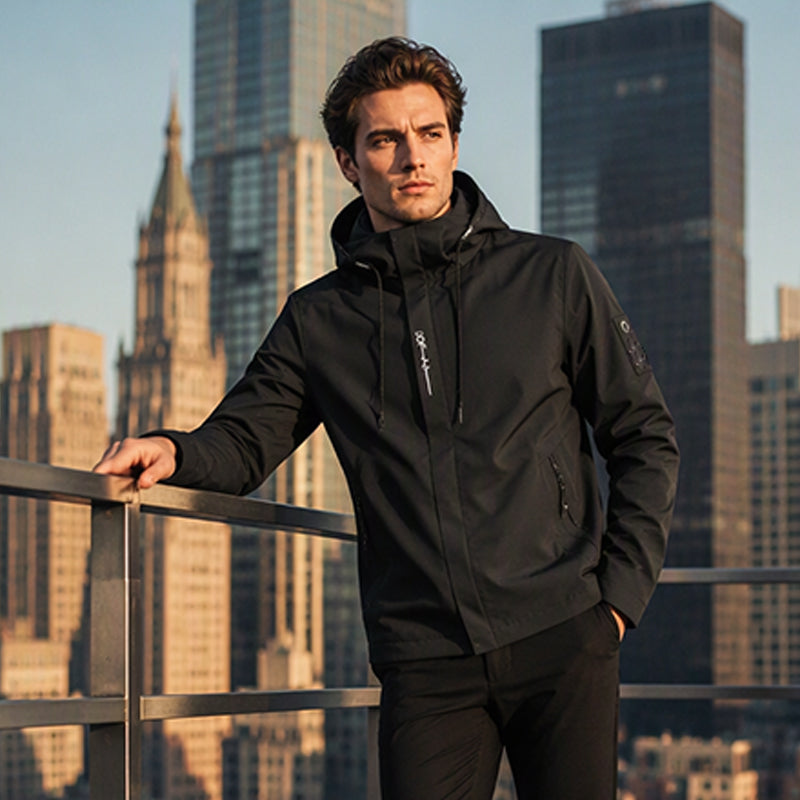 Men's Hooded Jacket – Waterproof & Windproof with a Drawstring