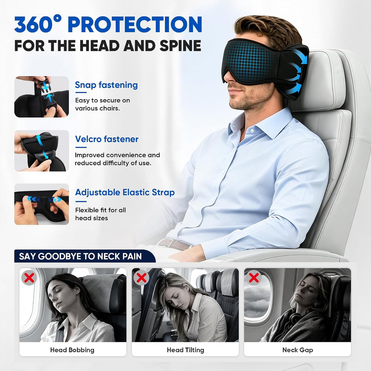 3-in-1 Airplane Sleep Support System - Carry On-Friendly Travel Bedding Accessory Set