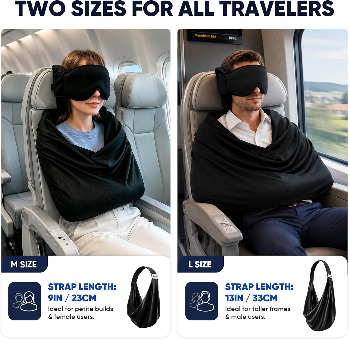 3-in-1 Airplane Sleep Support System - Carry On-Friendly Travel Bedding Accessory Set