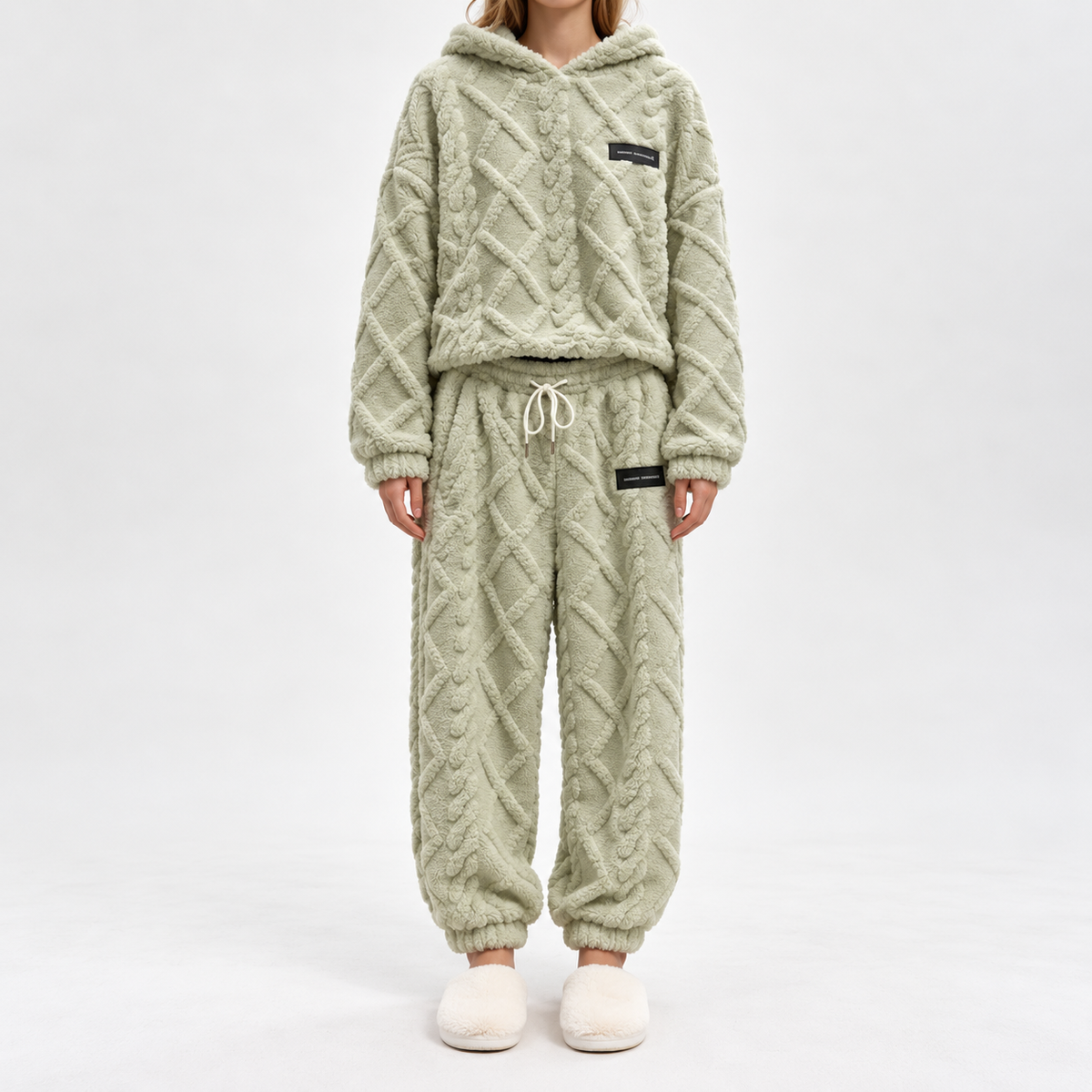 Premium Comfort Women's Plush Textured Hoodie & Pants 2-Piece Set