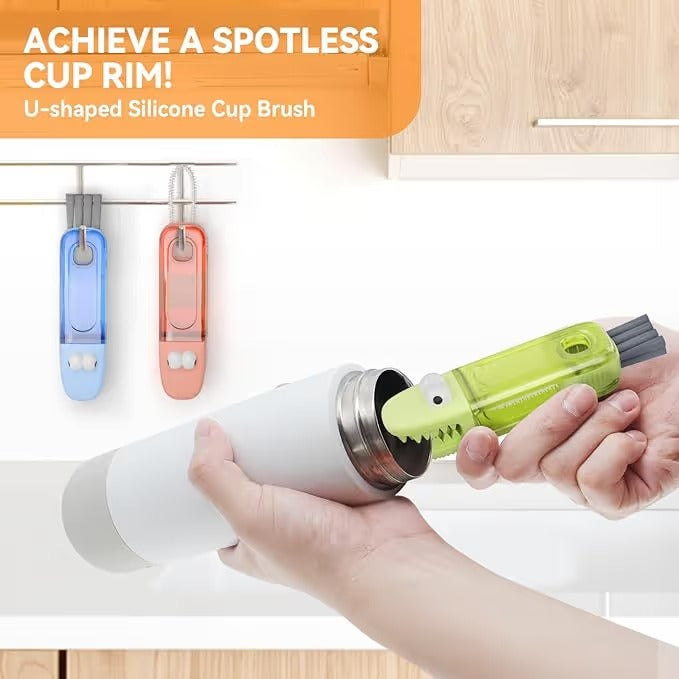 3-in-1 Crocodile Brush Deep Cleaning for Narrow Cup Lids & Tableware Gaps