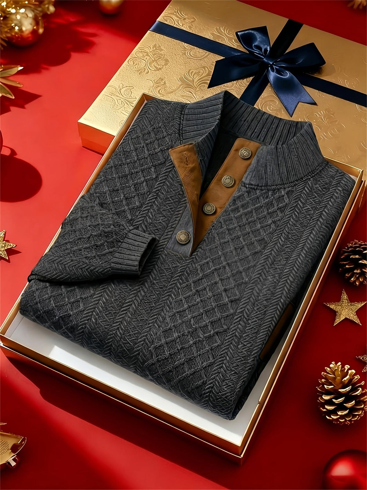 Textured Stand-Collar Pullover