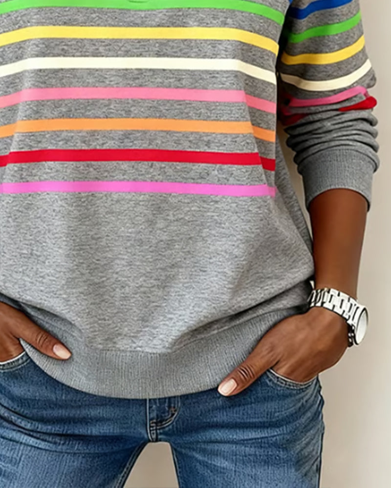 Maggie Striped Half-Zip Sweater