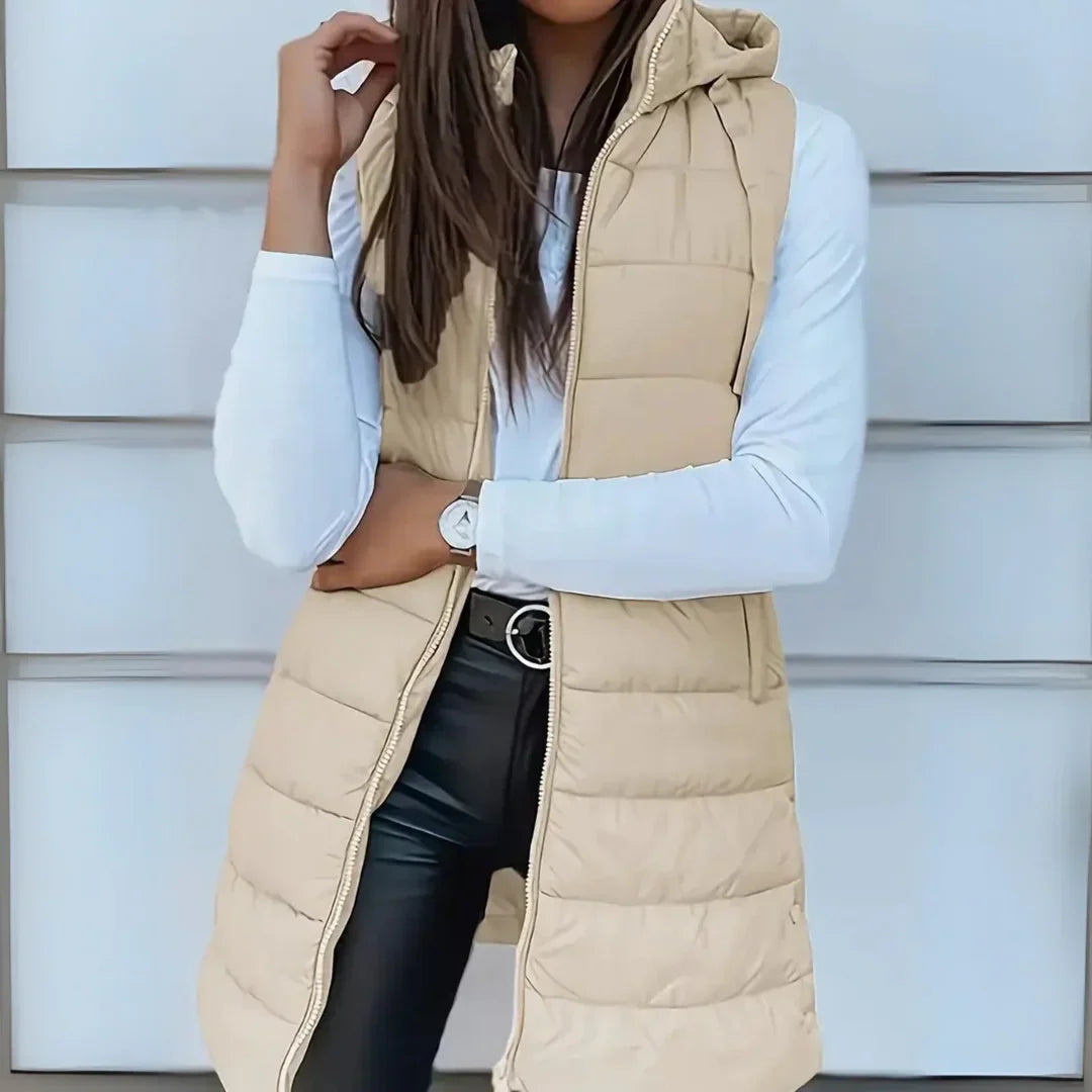 Long Hooded Puffer Vest